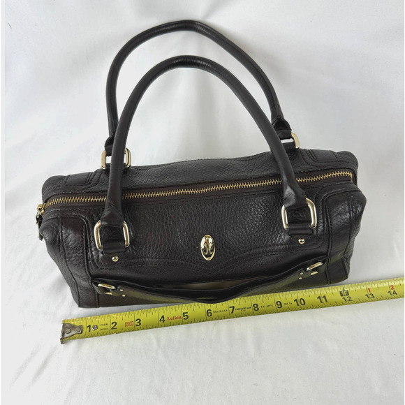 Cole Haan Barrel Satchel Purse Handbag Dark Chocolate Espresso Pebble Leather - Picture 13 of 15